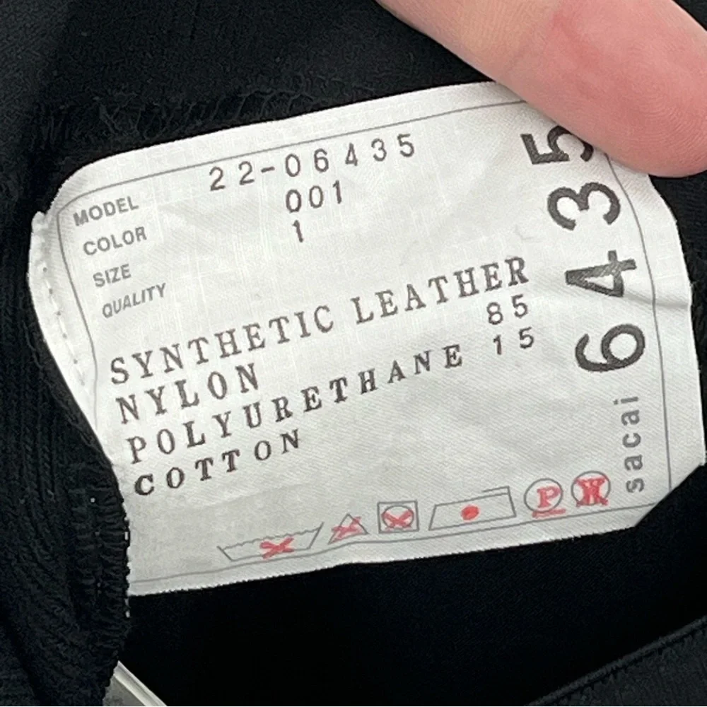 SACAI S Mixed-Media Faux Leather Leggings 0714 small black vegan - Picture 12 of 14